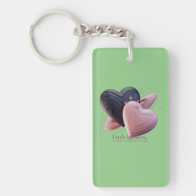 Porte-clefs Porte - clé romantique à deux coeurs (Devant)