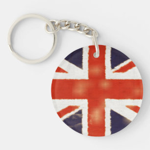 Porte-clefs Porte - clé rond acrylique vintage d'Union Jack
