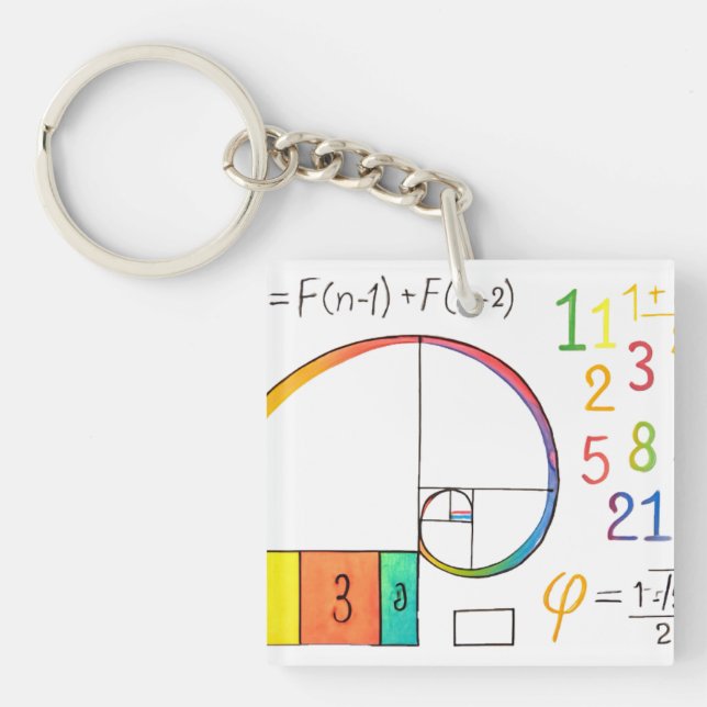 Porte-clefs Porte - clé spiral Fibonacci (Devant)
