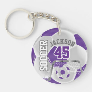 Porte-clefs Porte - clé sportif ⚽ balle violet et blanc