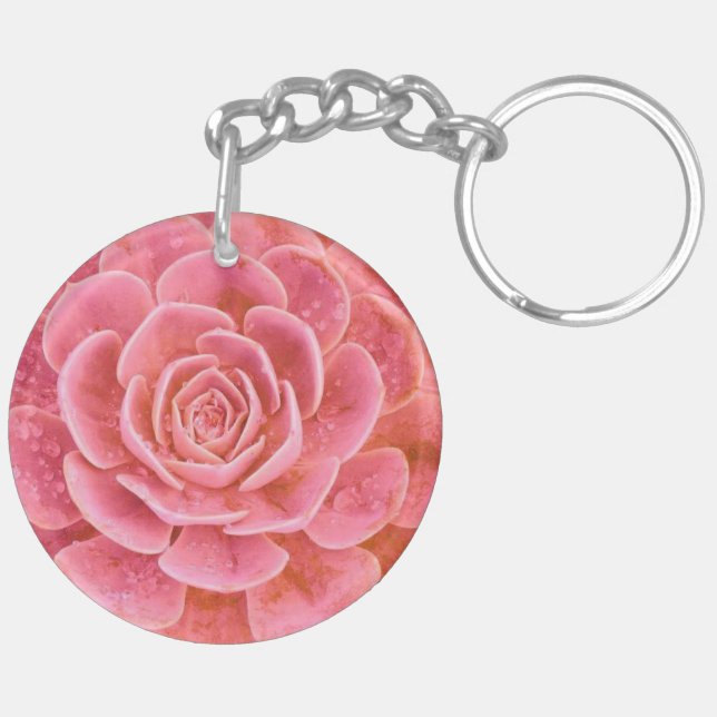 Porte-clefs Porte - clé succulent rose (Dos droit)
