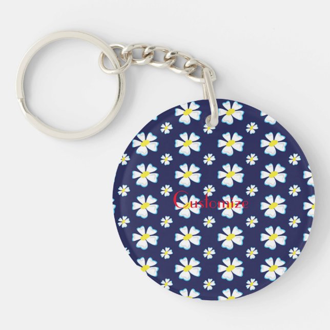 Porte-clefs Porte - clé Thunder_Cove Motif de fleurs blanches (Devant)