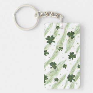 Porte-clefs Porte - clé vert et blanc d'acrylique de motif de