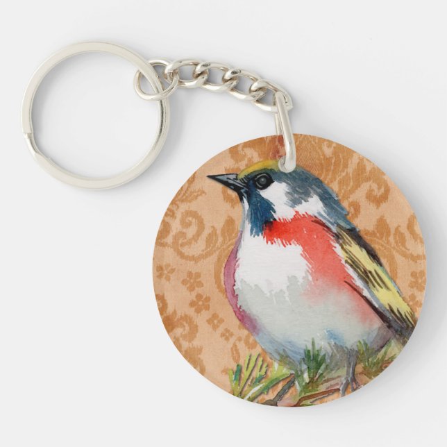 Porte-clefs Porte - clé vintage d'oiseaux (Devant)