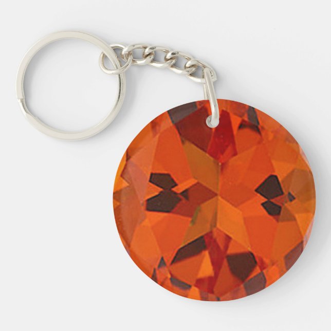 Porte-clefs porte - clés acryliques orange faux topaz,  (Devant)
