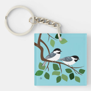 Porte-clefs Porte - clés de Chickadees couverts par noir