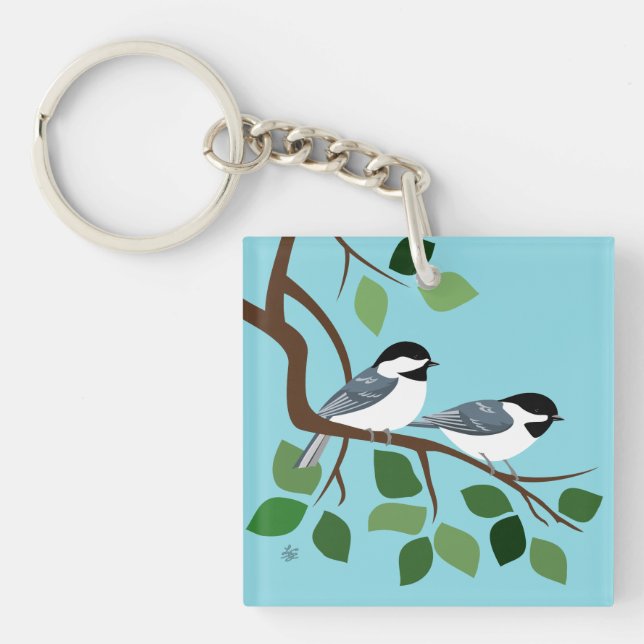 Porte-clefs Porte - clés de Chickadees couverts par noir (Devant)