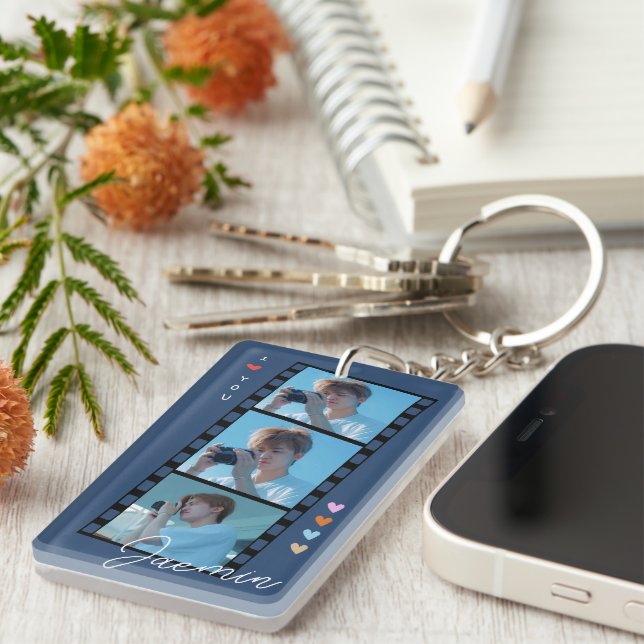 Porte-clefs Porte - clés photo et texte personnalisés (Devant droit)
