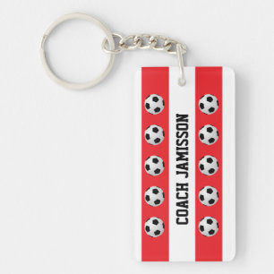 Porte-clefs Porte-clés, Rouge & Blanc, Entraîneur de football,