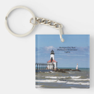 Porte-clefs Porte Est de Michigan City et lumières Bkw porte-c