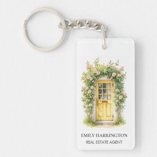 Porte-clefs Porte jaune aquarelle Logo Agent immobilier