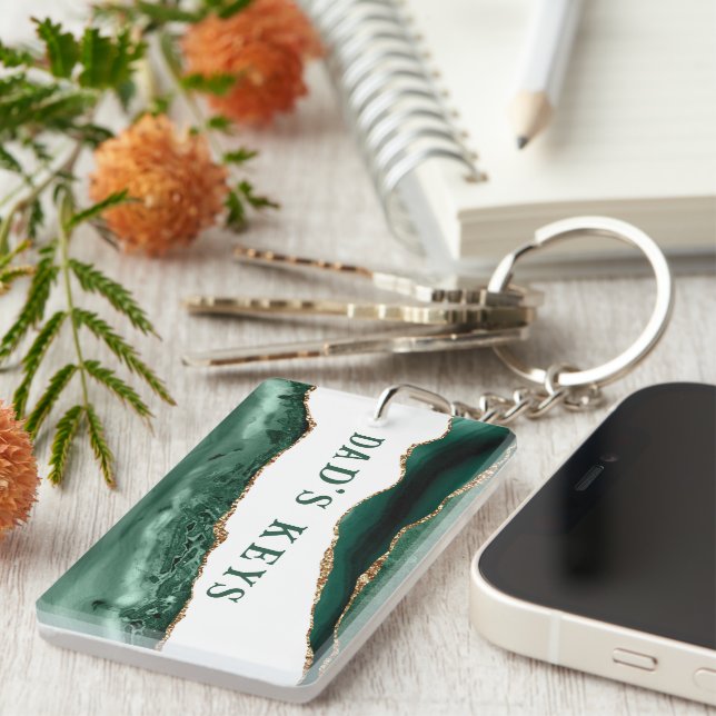 Porte-clefs Porte verte avec Parties scintillant d'or Arêtes p (Devant droit)