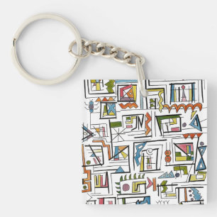 Porte-clefs Portland- Abstrait Géométrique Aquarelle Fantaisis