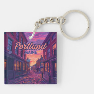 Porte-clefs Portland Maine Vieux Port Cobblestone Vintage