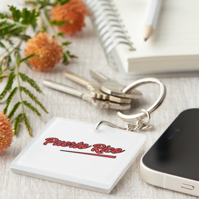 Porte-clefs Porto Rico Red Typographie (Devant Droit)