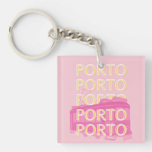 Porte-clefs Porto Travel Art, Portugal, Rose, Preppy