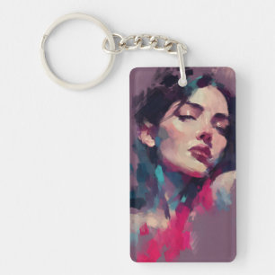 Porte-clefs Portrait Abstrait de Lumière Néon