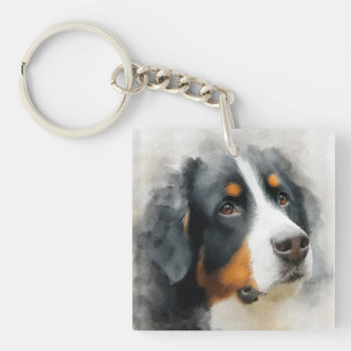 Porte-clefs Portrait aquarelle berger bernois