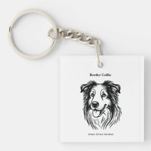 Porte-clefs Portrait Collie Bordure