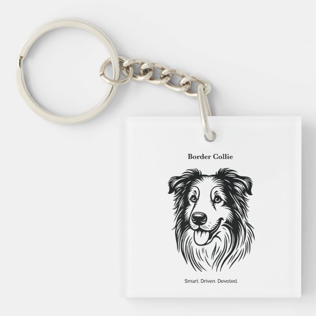 Porte-clefs Portrait Collie Bordure (Devant)