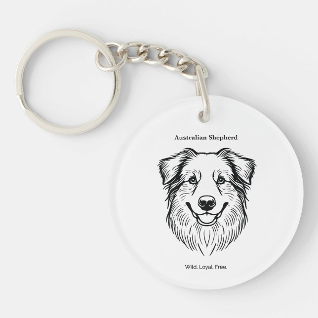 Porte-clefs Portrait de berger australien (Devant)