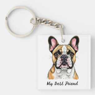 Porte-clefs Portrait de Bouledogue Français Coloré