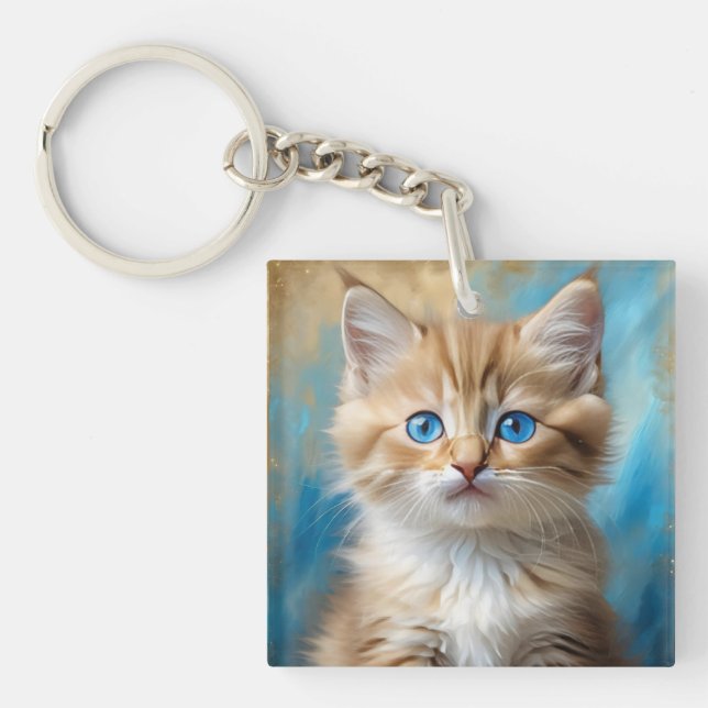 Porte-clefs Portrait de chat adorable (Devant)
