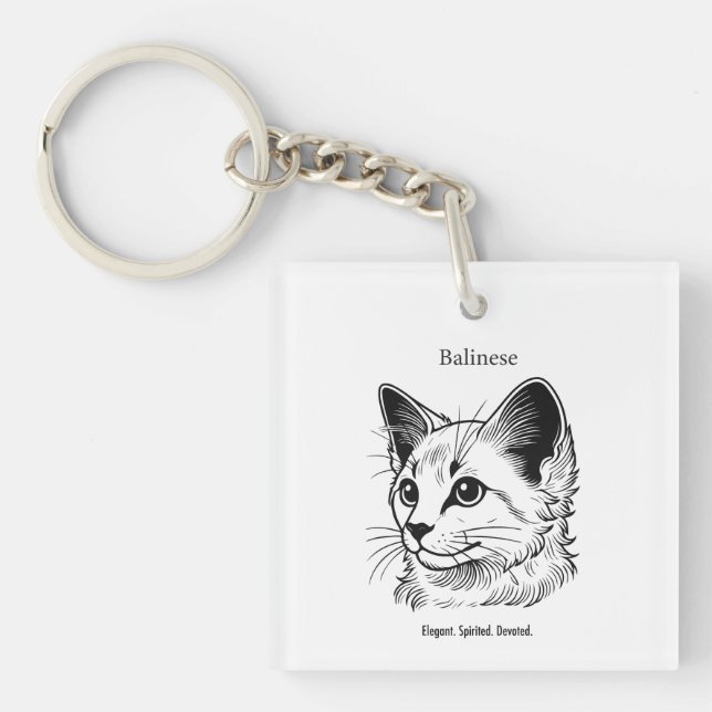 Porte-clefs Portrait de chat balinais (Devant)