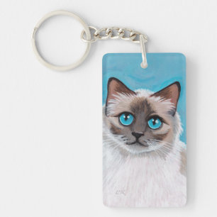 Porte-clefs Portrait de chat de Ragdoll observé par bleu