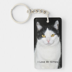 Porte-clefs Portrait de chat noir et blanc