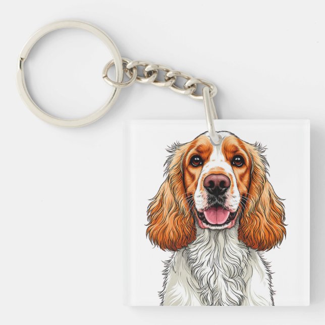 Porte-clefs Portrait de Chien Cocker Spaniel Anglais (Devant)