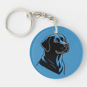 Porte-clefs Portrait de chien dans un cercle bleu