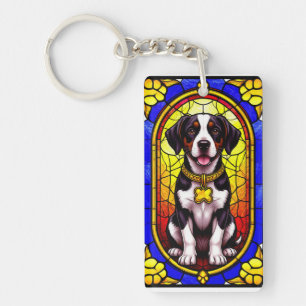Porte-clefs Portrait de chien dans une œuvre d'art en verre co