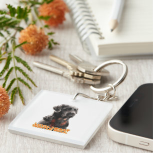 Porte-clefs Portrait de chien noir élégant - Art réaliste pour
