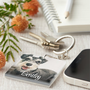Porte-clefs Portrait de compagnie personnalisé élégant blanc