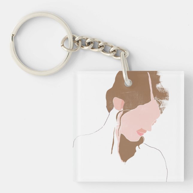 Porte-clefs Portrait de contours moderne (Devant)