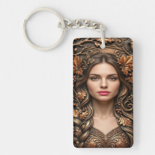 Porte-clefs Portrait de forêt élégant en art bronze embouti