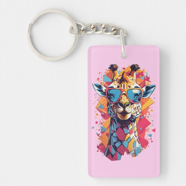 Porte-clefs Portrait de girafe de style graffiti-58567 (Devant)
