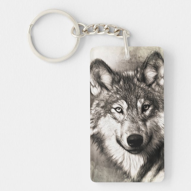 Porte-clefs Portrait de loup (Devant)