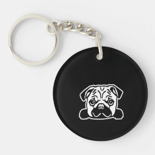 Porte-clefs Portrait de Pug Dog Sketch