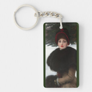 Porte-clefs Portrait de scène hivernale femme victorienne vint