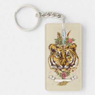 Porte-clefs Portrait de style de Boho de tigre