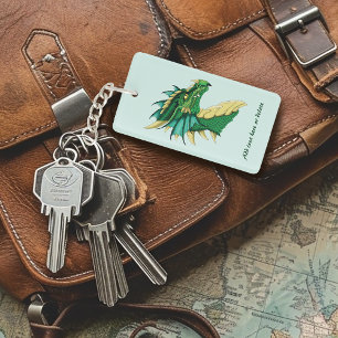 Porte-clefs Portrait de tête de dragon vert émeraude Fantastiq
