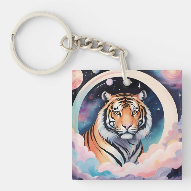 Porte-clefs Portrait d'un tigre dans l'espace (Devant)