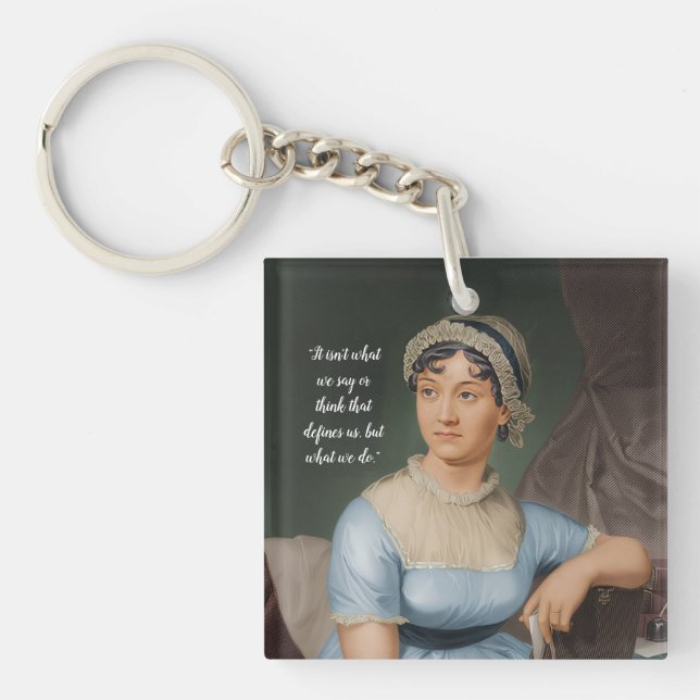 Porte-clefs Portrait et citation de Jane Austen (Devant)