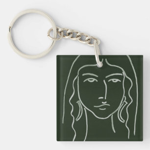 Porte-clefs Portrait malachite avec cheveux longs