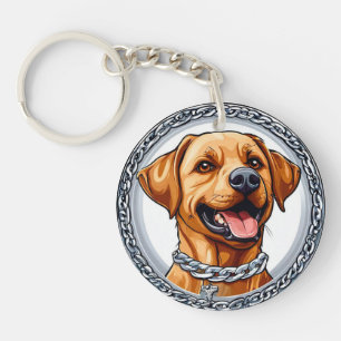 Porte-clefs Portrait Mignon de Labrador Jaune, Cadeau pour les