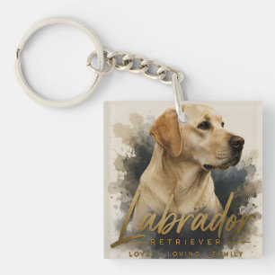 Porte-clefs Portrait Moderne de Labrador Retriever Jaune Fidèl