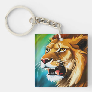 Porte-clefs Portrait Posé côté Lion rugissant-57566