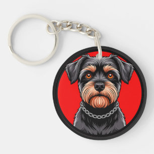 Porte-clefs Portrait stylisé d'un Terrier noir